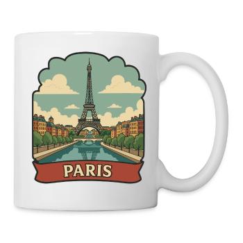 Pariser Eiffelturm Retro-Reiseaufkleber - Tasse - Weiß - Rechts
