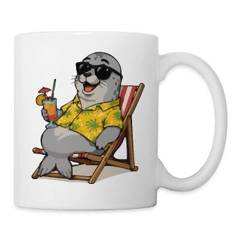 Tropischer Seehund im Hawaii-Look - Tasse - Weiß - Rechts