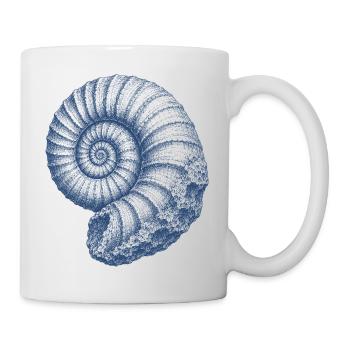 Ammonit Fossil Urzeit Meer Vintage Kunst - Tasse - Weiß - Rechts