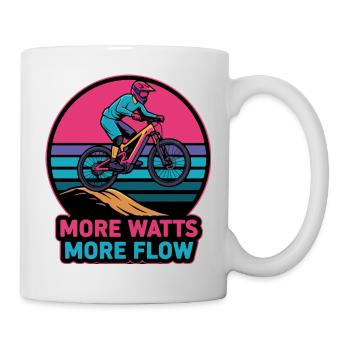 Retro E-MTB Sonnenuntergang Mehr Watt Mehr Durchfluss - Tasse - Weiß - Rechts