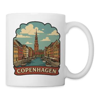 Autocollant de voyage vintage Copenhagen Nyhavn - Mug blanc - blanc - Droite