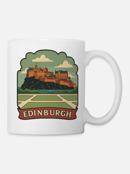 Edinburgh Castle Retro Reiseabzeichen Aufkleber - Tasse - Weiß