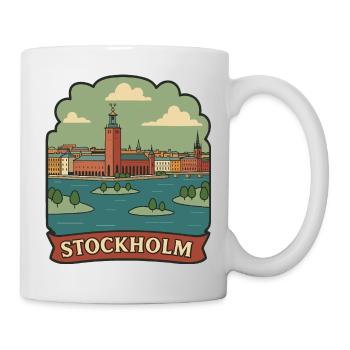 Stockholm City Hall Retro Travel Badge - Mug - white - Right