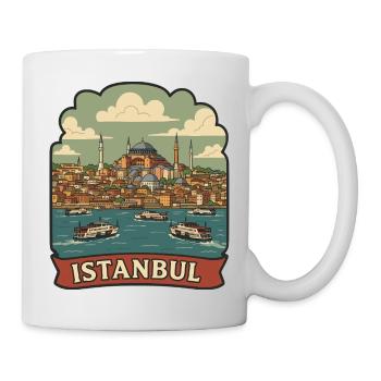Autocollant de voyage vintage Istanbul Hagia Sophia - Mug blanc - blanc - Droite
