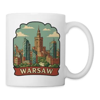 Autocollant rétro de voyage du Palais de la Culture de Varsovie - Mug blanc - blanc - Droite