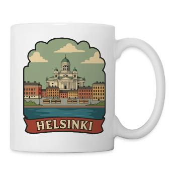 Badge de voyage rétro de la cathédrale d’Helsinki Finlande - Mug blanc - blanc - Droite