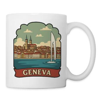 Geneva Jet dEau Fountain Retro Travel Sticker - Mug - white - Right