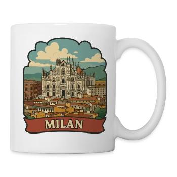 Mailänder Dom, Italien Retro-Reiseaufkleber Abzeichen - Tasse - Weiß - Rechts