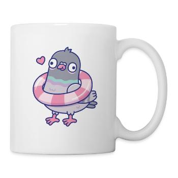 Funny Derpy Pigeon With Pool Float Around Its Neck - Mug - white - Right
