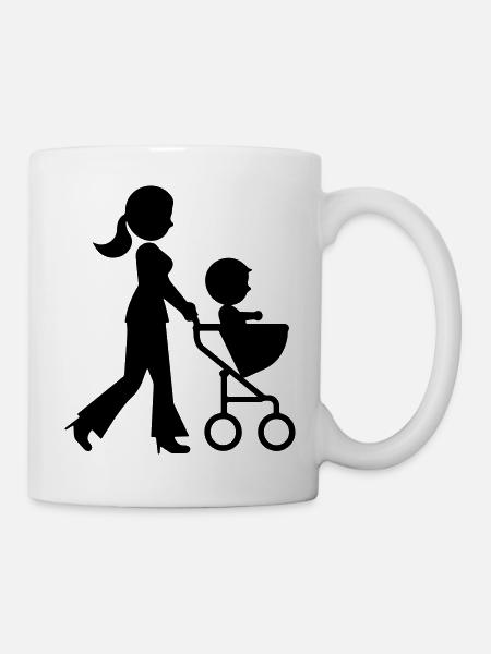 Mama Kinderwagen Baby - Tasse - Weiß