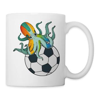 Bunter Tintenkrake auf Fußball - Tasse - Weiß - Rechts