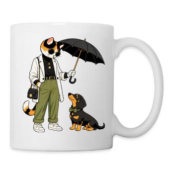 Cat style streetwear with dog - Mug - white - Right