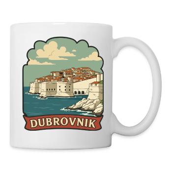 Dubrovnik Croatia Old Town Walls Retro Badge - Mug - white - Right