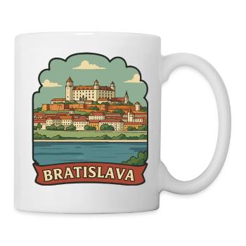 Bratislava Castle Slovakia Retro Travel Sticker - Mug - white - Right
