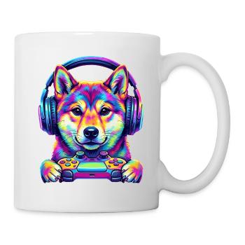 Casque Pop Art Shiba Inu Gamer pour chiens - Mug blanc - blanc - Droite