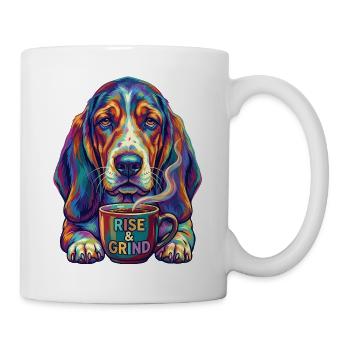 Pop Art Basset Hound Coffee Morning Grouches - Mug - white - Right