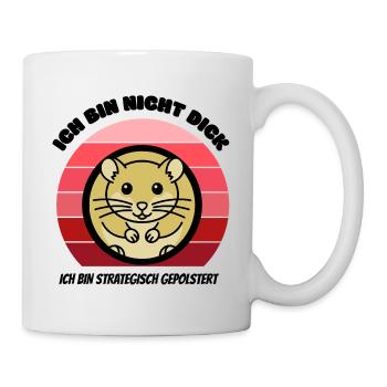 Strategisch Gepolstert Hamster Lustiges Tier Shirt - Tasse - Weiß - Rechts