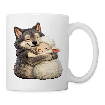 Knuffende Wolf and Lamb - Mug - white - Right
