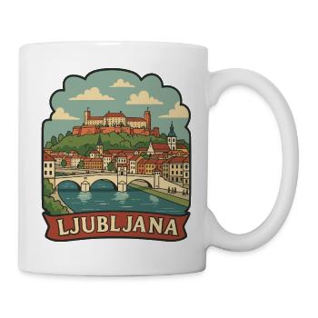 Ljubljana Slovenia Castle Vintage Travel Badge - Mug - white - Right
