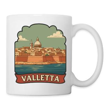 Valletta Malta Historic Skyline Retro Travel Badge - Mug - white - Right