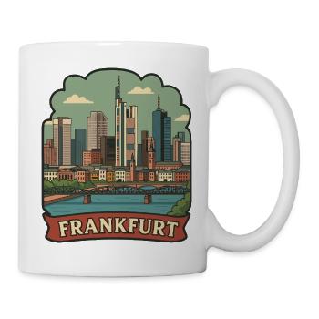 Autocollant rétro de voyage pour la Skyline de Francfort, Allemagne - Mug blanc - blanc - Droite