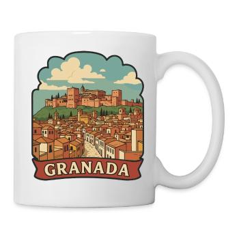 Granada Spain Alhambra Retro Travel Sticker - Mug - white - Right