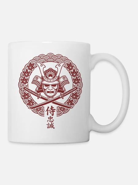 Samurai Wappen Front - Tasse - Weiß