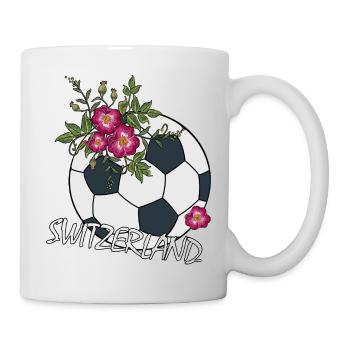 Fußball mit Rosen Schweiz - Tasse - Weiß - Rechts