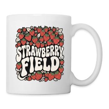 Champ de fraises rétro - Mug blanc - blanc - Droite