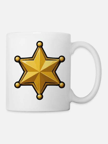 Goldener Sheriffstern Badge - Tasse - Weiß