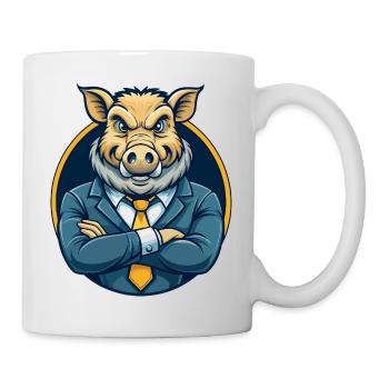 Logo clipart de personnage de personnage de dessin animé mascotte Boar Kawaii - Mug blanc - blanc - Droite