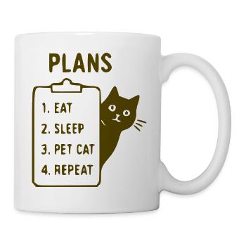 Plan pour chats : Manger, dormir, caresser - Mug blanc - blanc - Droite