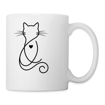 T-shirt Chat Minimaliste Ligne Art Coeur - Mug blanc - blanc - Droite