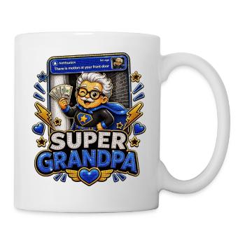 Super Grandpa Money On Frontdoor - Superhero Grandpa - Mug - white - Right