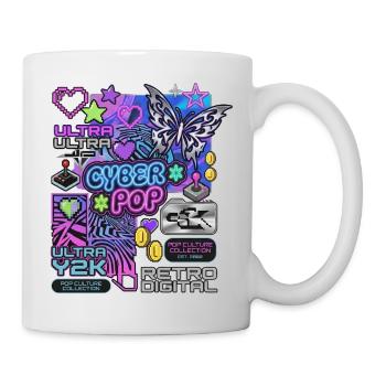 Collage esthétique rétro rétro Cyber Pop Y2K - Mug blanc - blanc - Droite