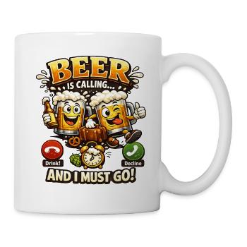 Bier ruft: Auf zur Feier - Tasse - Weiß - Rechts