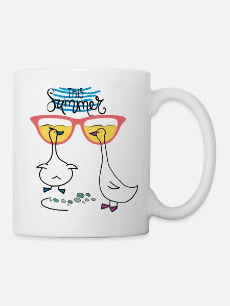 Gänse mit Sonnenbrille - Tasse - Weiß