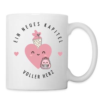 Neues Kapitel voller Herz | Einschulung mit Herz - Tasse - Weiß - Rechts