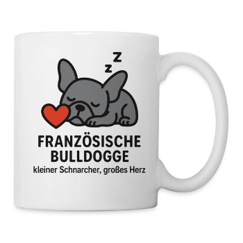 Französische Bulldogge Herzschlaf - Tasse - Weiß - Rechts