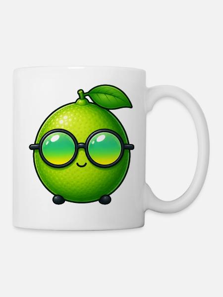 Limette Zitrone Cartoon Sommerdesign - Tasse - Weiß