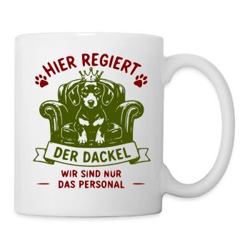 Dackel regiert: Königsstuhl - Tasse - Weiß - Rechts