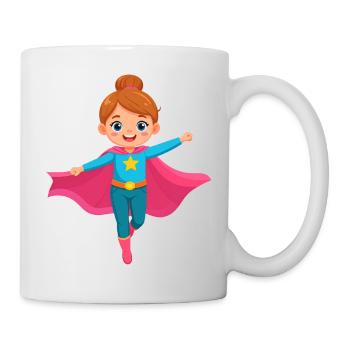 Super-héroïne volante de dessin animé avec une cape violette - Mug blanc - blanc - Droite