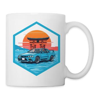 Retro 90er JDM R34 Torii Gate Japan Hex-Emblem - Tasse - Weiß - Rechts