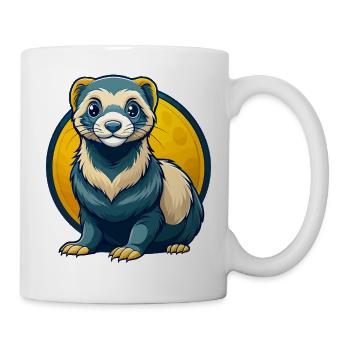 Ferret Kawaii Maskottchen Cartoon Clipart Logo Abzeichen - Tasse - Weiß - Rechts