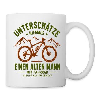 Unterschätze Nie Alten Mann Mit Fahrrad - Tasse - Weiß - Rechts