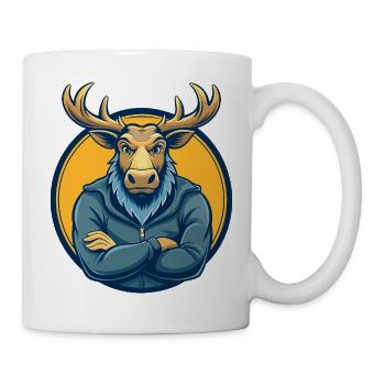 Moose Kawaii Maskottchen-Cartoon-Charakter-Clipart-Logo - Tasse - Weiß - Rechts