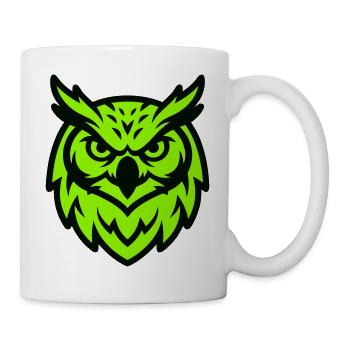 Logo de la mascotte de la chouette verte - Mug blanc - blanc - Droite