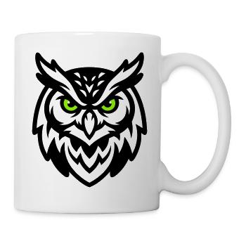 Eule Maskottchen E Sport Logo - Tasse - Weiß - Rechts