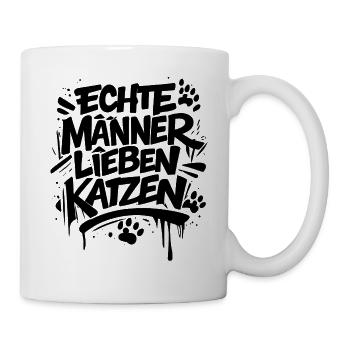 Echte Männer lieben Katzen - Tasse - Weiß - Rechts