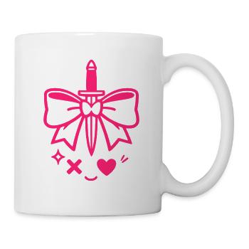 Rosa Schleife mit Dolch - Tasse - Weiß - Rechts